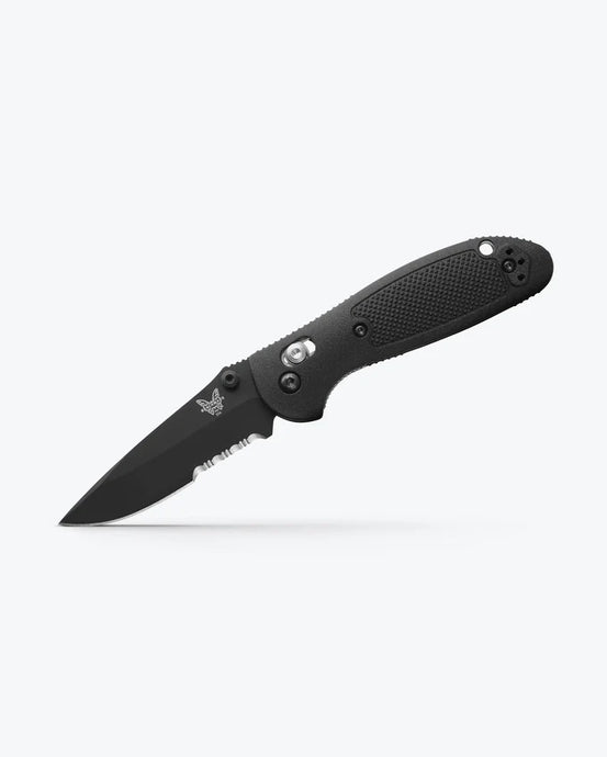 Mini Griptilian | Black Grivory | Drop-point Serrated