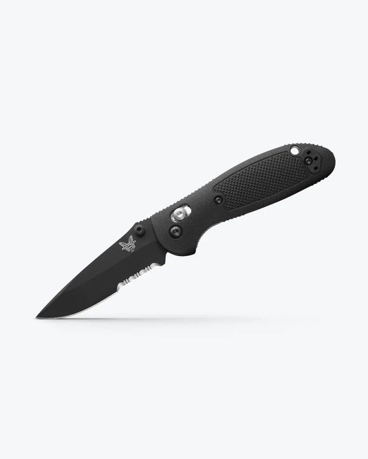 Mini Griptilian | Black Grivory | Drop-point Serrated