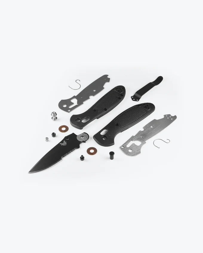 Load image into Gallery viewer, Mini Griptilian | Black Grivory | Drop-point Serrated
